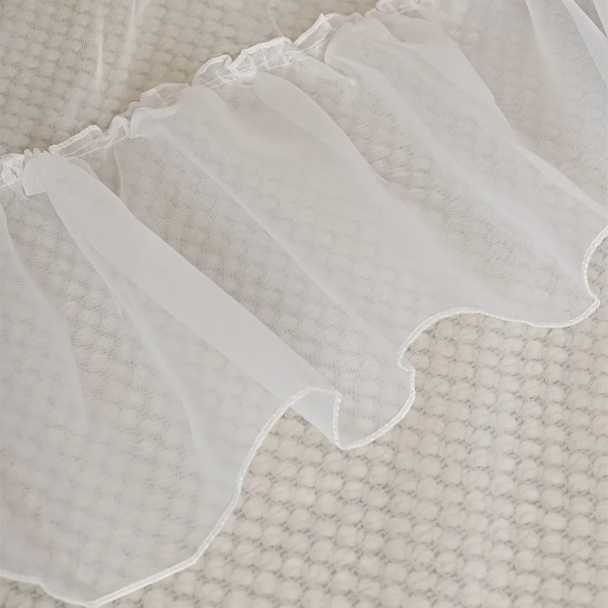 1 Stück einfarbige 3-lagige Spitzen-Curain, Spitzenvorhänge für Wohnzimmer, Schlafzimmer, Heimdekoration, Fenstergitter-Stangentasche – Detail 5
