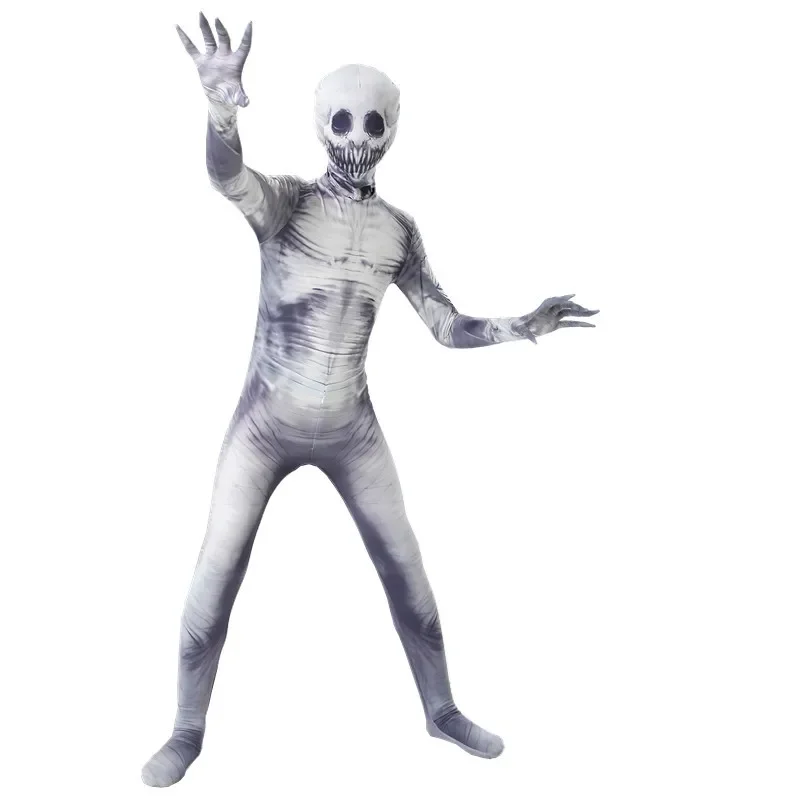 Costume de Zombie Effrayant d'Horreur pour Enfant et Adulte, Combinaison Imbibée de Masque de Tête de Mort, Habillage de ixde Carnaval