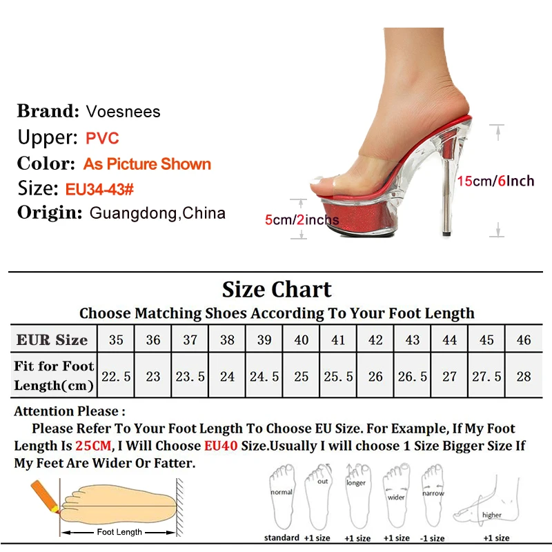 Transparent PVC Lady Slides Slippers 15CM Thin High Heels Mules 5CM Platform Nightclub Sandals Summer Women Stripper Dance Shoes