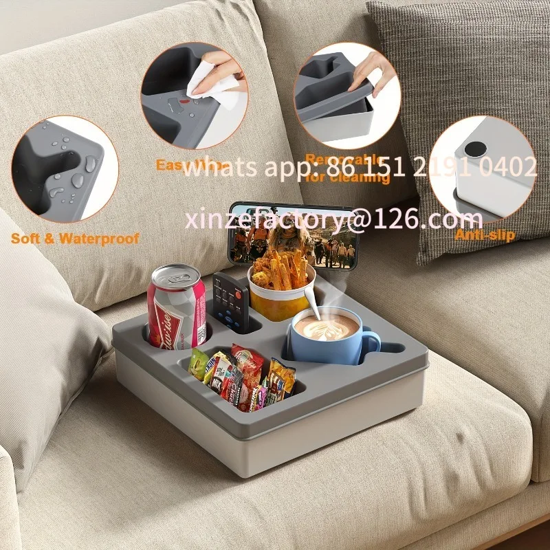 

Customizable Sofa Cup Holder Tray Portable Beach Camping Snack Storage Organizer Non-Slip Reusable Couch Armrest A