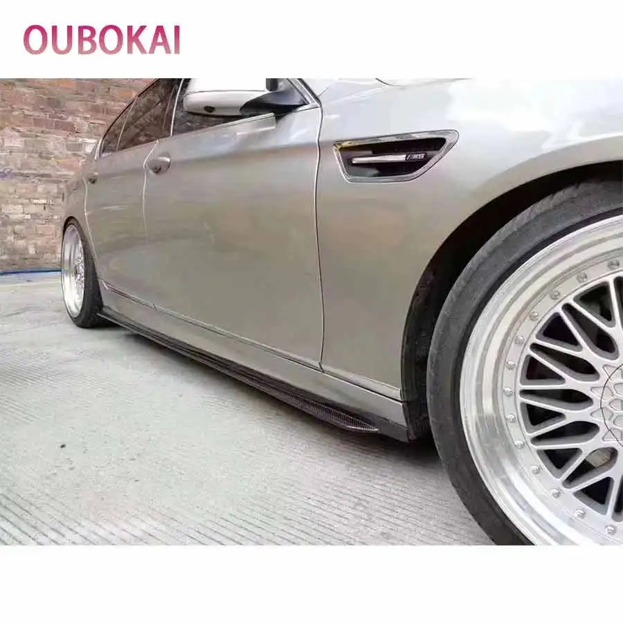 For BMW 5 Series M5 F10 F18 Carbon Fiber Side Skirts Side bumper Splitters Side skirt Cupwings Apron Side panel  body kit view 5