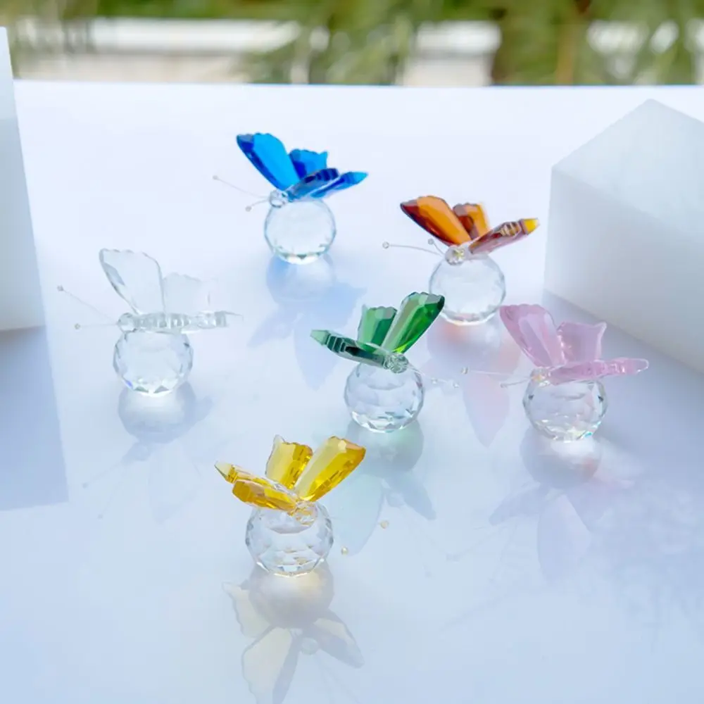 

Multicolor White Crystal Crystal Butterfly Cute Vivid Miniature Figurines Handmade Glass Art Crystal Crafts Souvenir