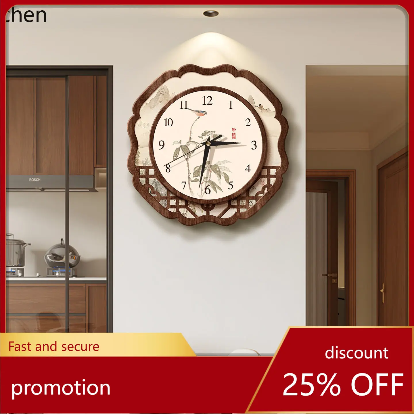 

YFY aesthetic restaurant decorative wall clock - creative silent clock with premium lighting for living room