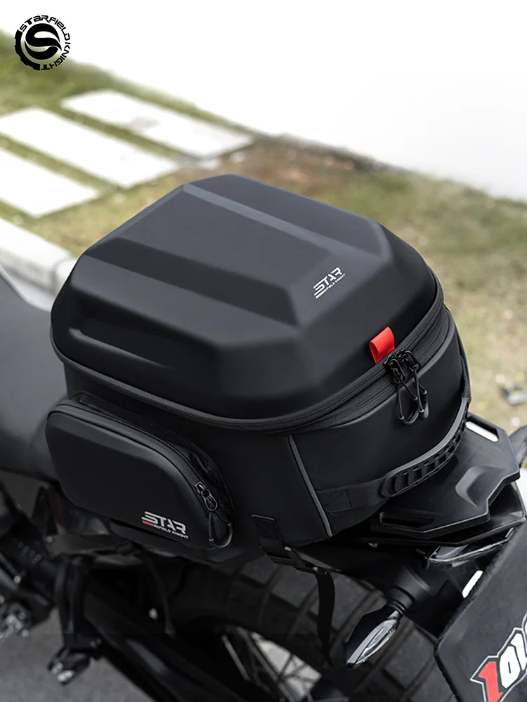 Motorcycle Rear Seat Bag 54L Full Helmet Tail Bag Riding Backpack Motorcycle Shoulder Hard Shell Helmet Bag
