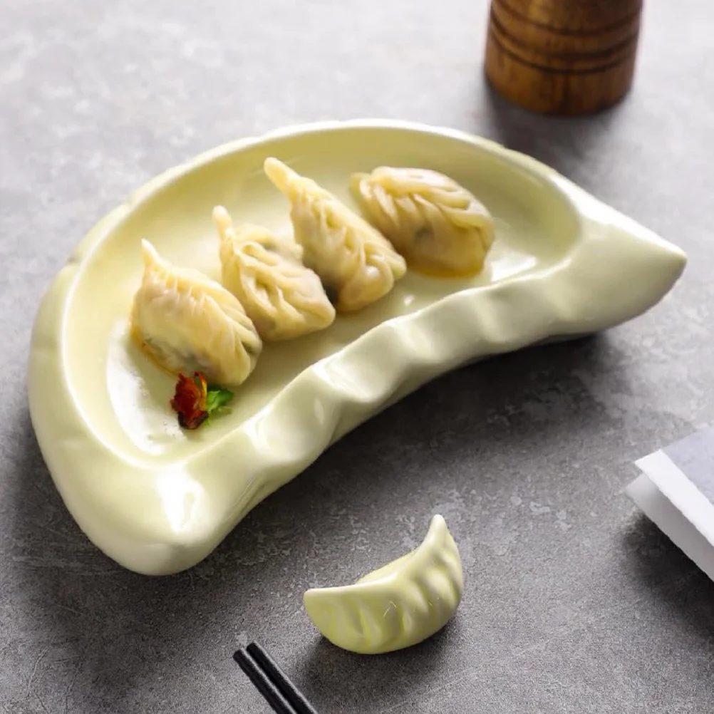 

Ceramic Dumpling Shaped Plate Cute Japanese Style Appetizer Snack Dessert Serving Dish for Family Gathering Restaurant Tableware