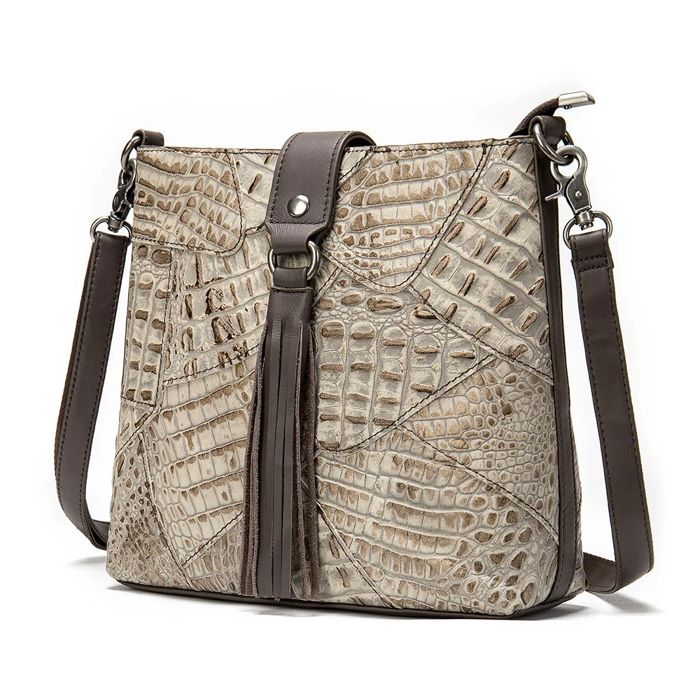 

Fashionable Women Shoulder Bag Ethnic Style Genuine Leather Crossbody Bags of Female Ladies Patchwork Leather Sling Bag