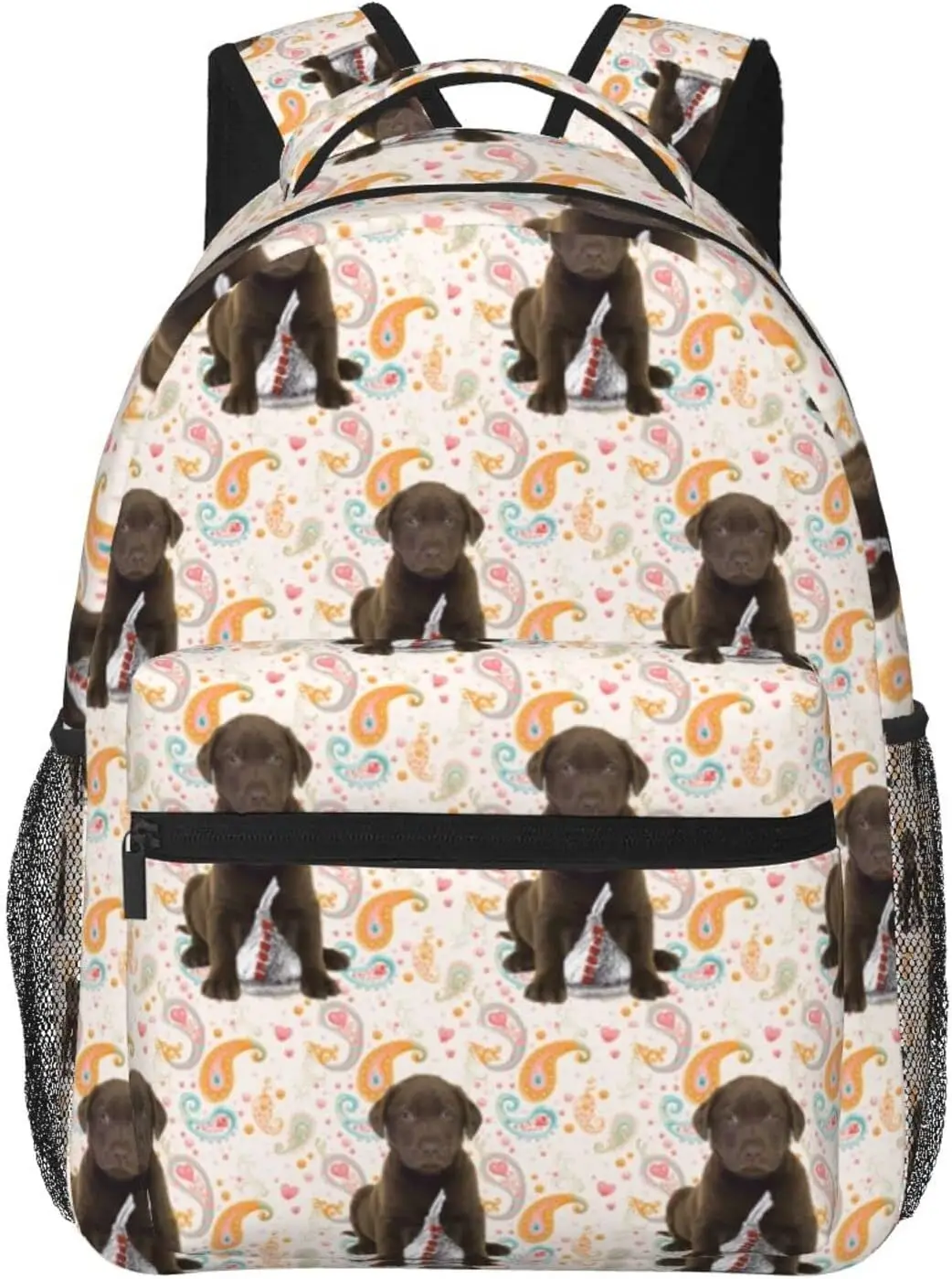 Puppy Chocolate Lab Dog Art Rucksacks Lightweight Multipurpose Anti-Theft Shoulder Bag Big Capacity Laptop Book Bag Straps