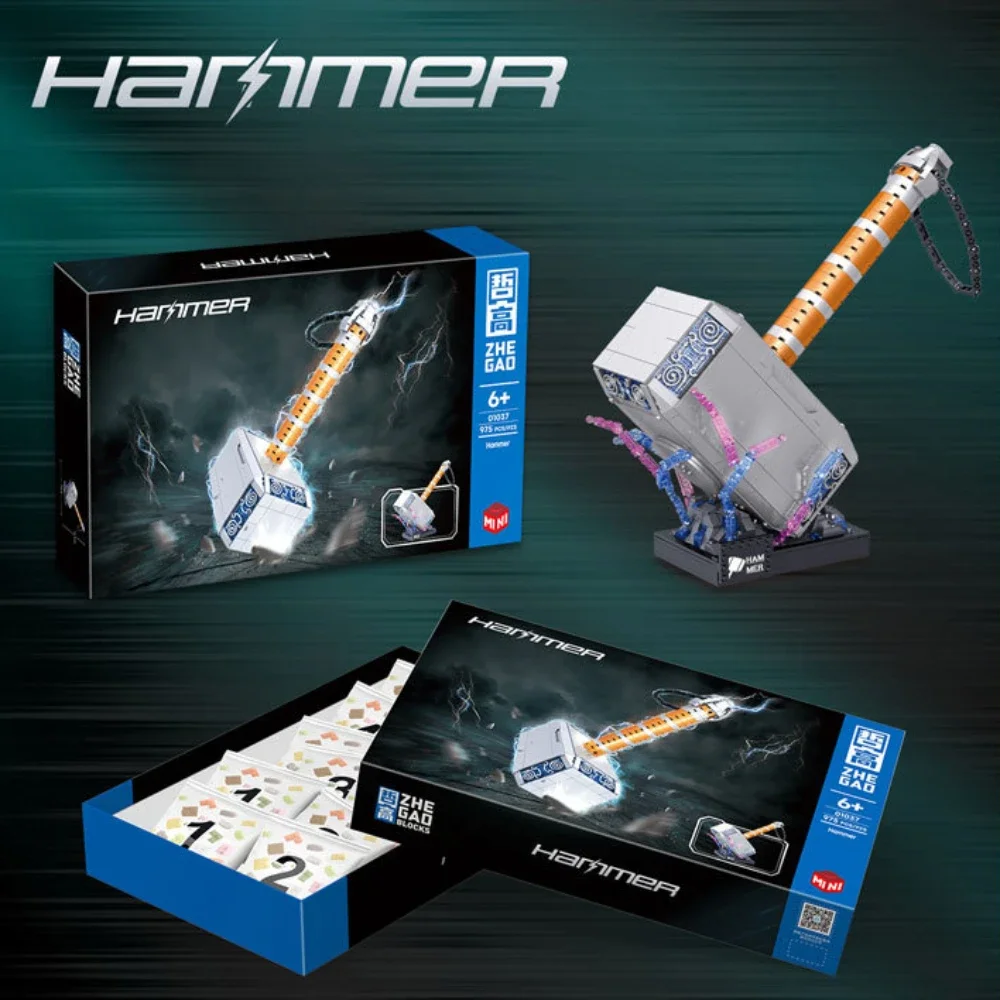 Wusste gebaut Thors Hammer Mini Block Spielzeug Set ist geeignet für Wunder Fans mit Präzision Handwerks kunst Geschenke und Dekorationen