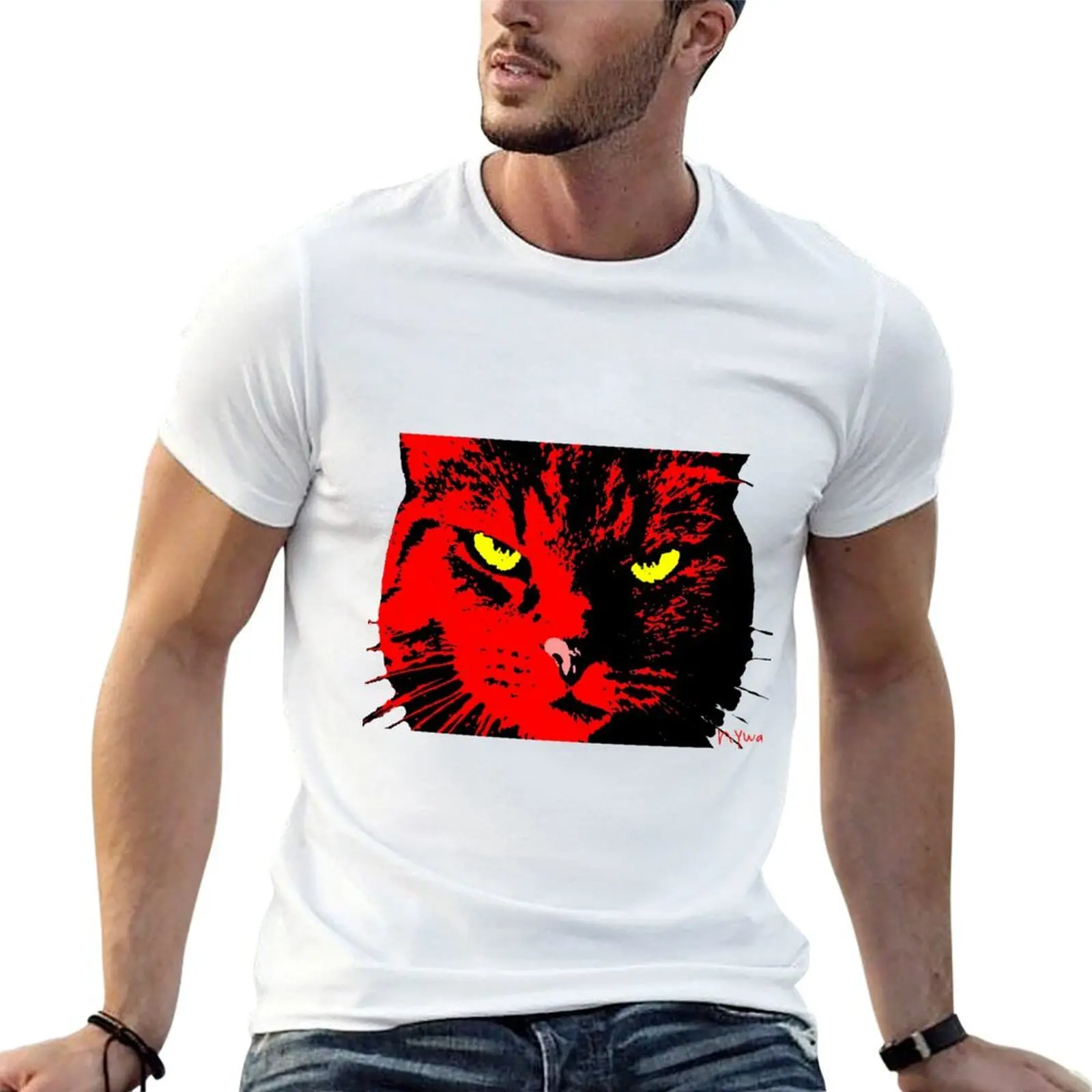 

cotton man for BLACK RED - t POP man T-Shirt t shirts tshirt ART CAT man funny TRASPARENT YELLOW ANGRY cotton shirt