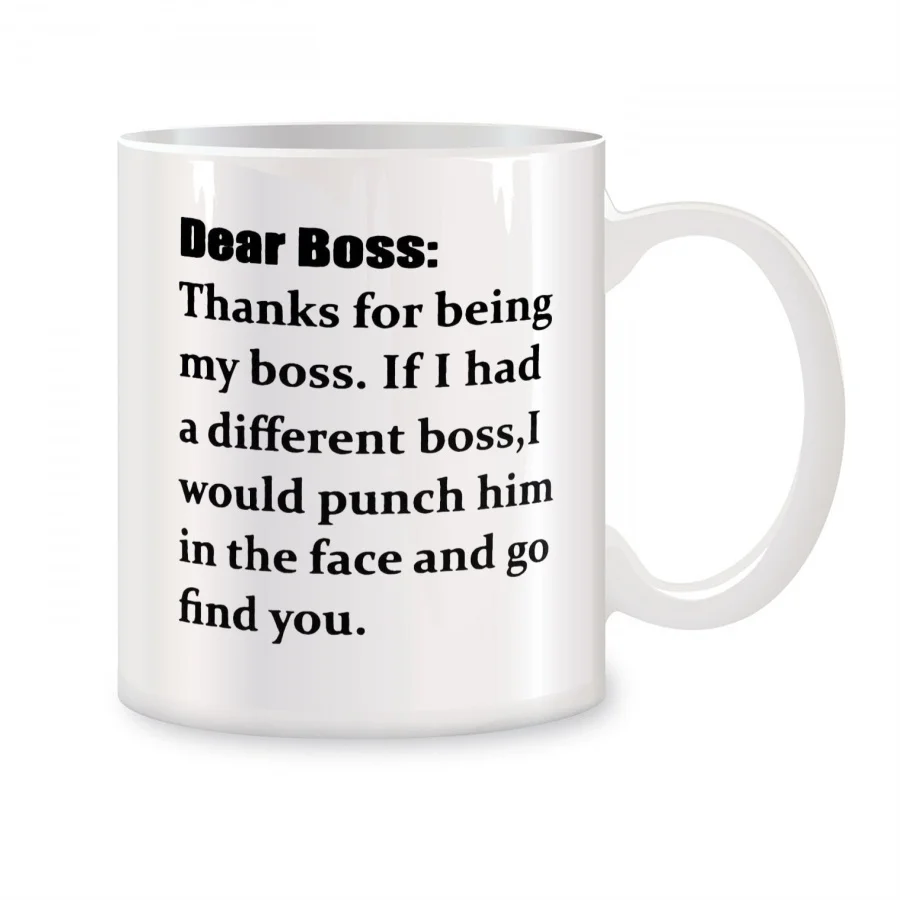 

Dear Boss, Thanks for Being My Boss Mugs For Boss Men Birthday Novelty Coffee Ceramic Tea Cups White 11 oz