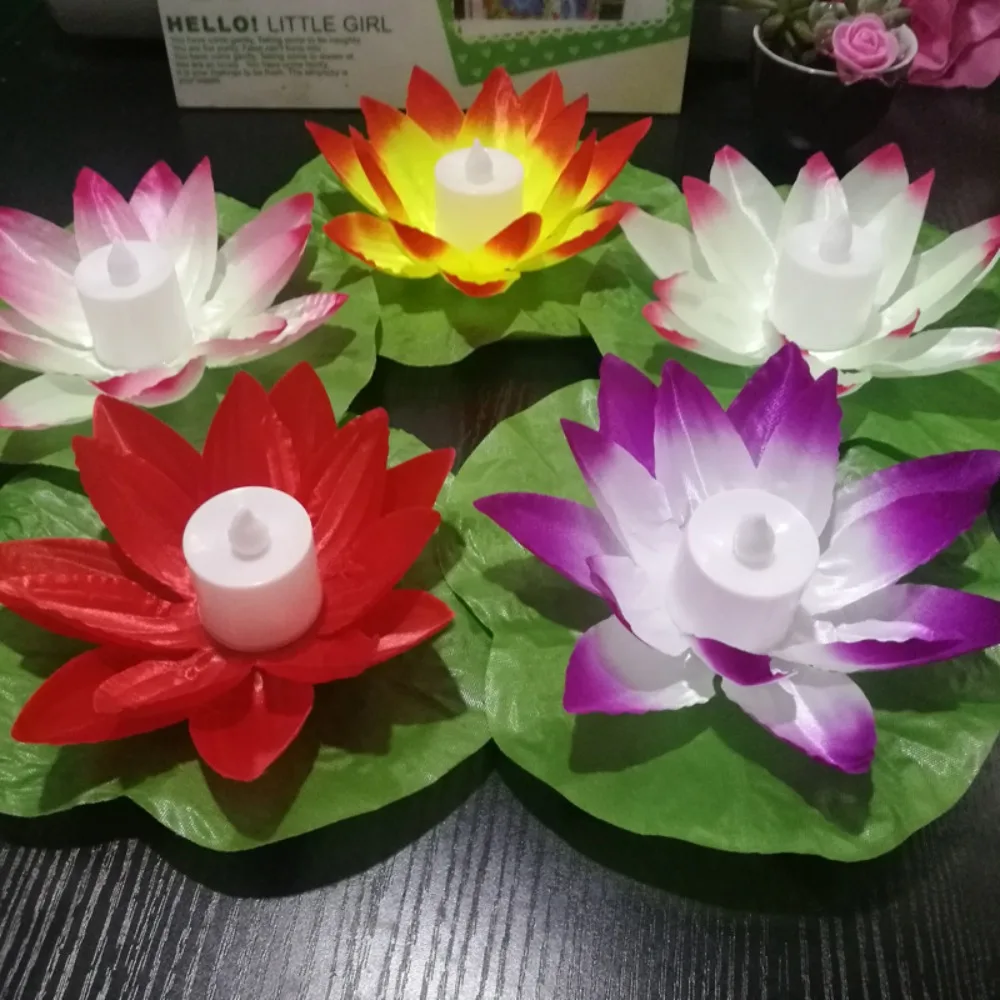 Pool Floating Plants Floral Foam Pond Landscape Lamp Lotus Light Electronic Candle Lotus Lamp Floating Lotus Flower Lamps LED