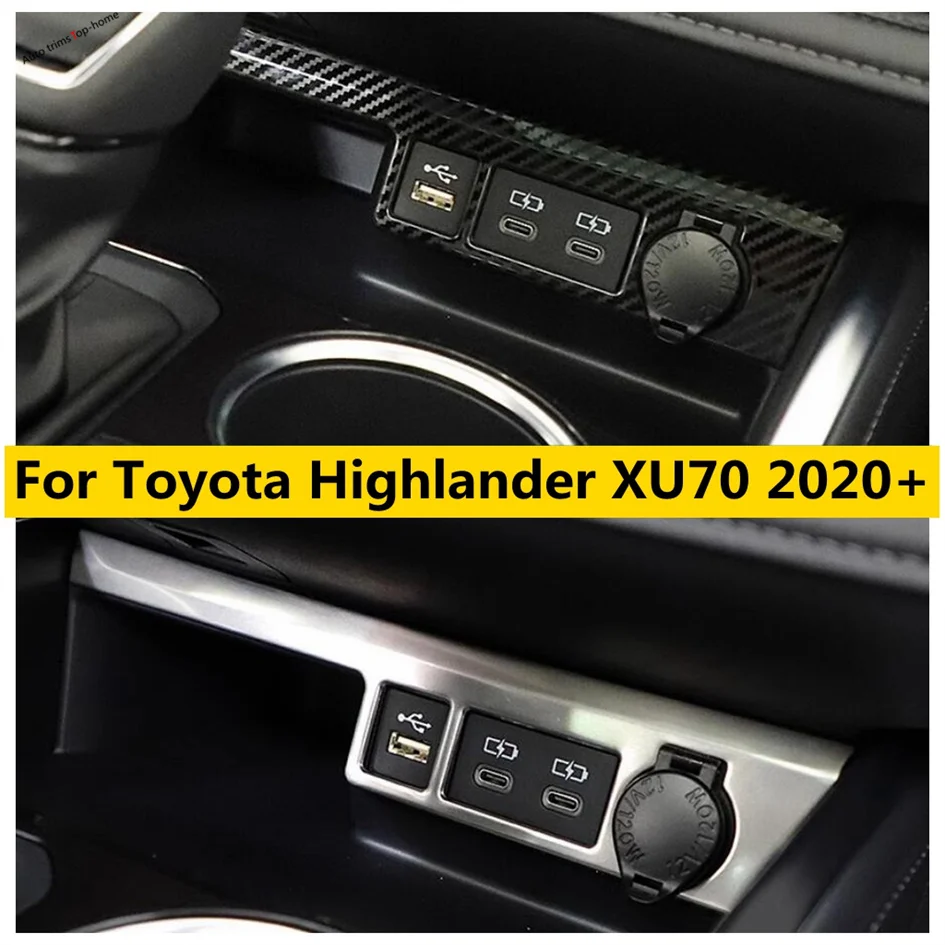 

LHD Front USB Control Dashboard Center Charge Decoration Panel Cover Trim For Toyota Highlander XU70 2020 - 2024 Car Accessories