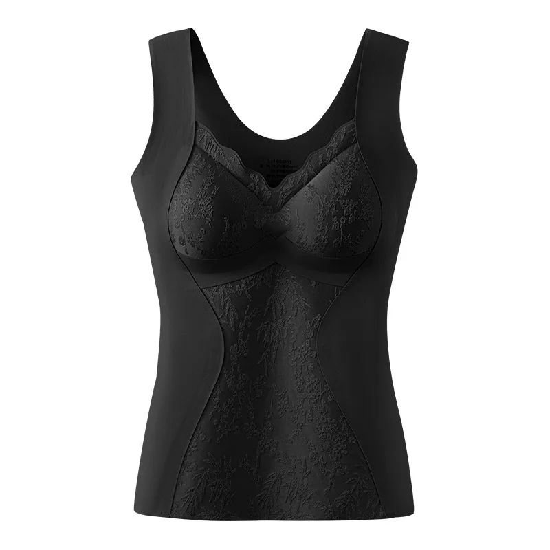 Thickened Seamless Ladies' Vest Autumn Winter Warm Vest Built-in Cups Girl's Bra Gathers Shapes Slim Fit Women’s Layering Top