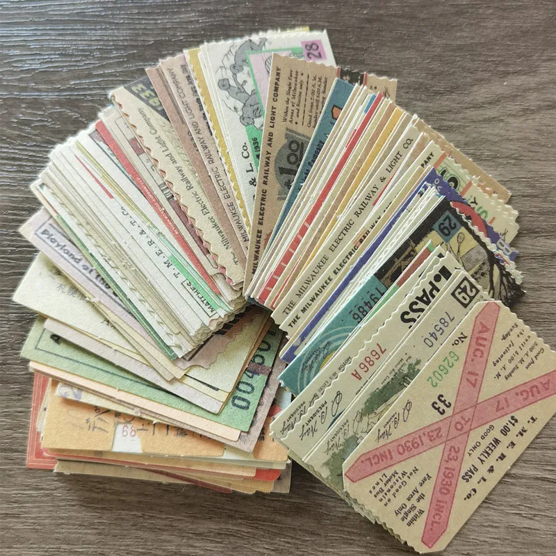 400 Pcs Vintage Time Ticket Collection Record Bills Large Pack Sticker Junk Journaling Scrapbooking Decoration Material Paper