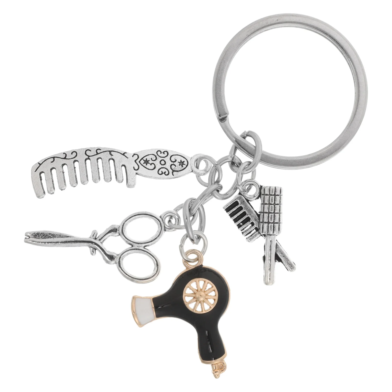 

Hairdressing Tool Keychain Blow Dryer Accessories Charm Closet Purses Hanger Barber Gift Bag Metal Backpack Charms