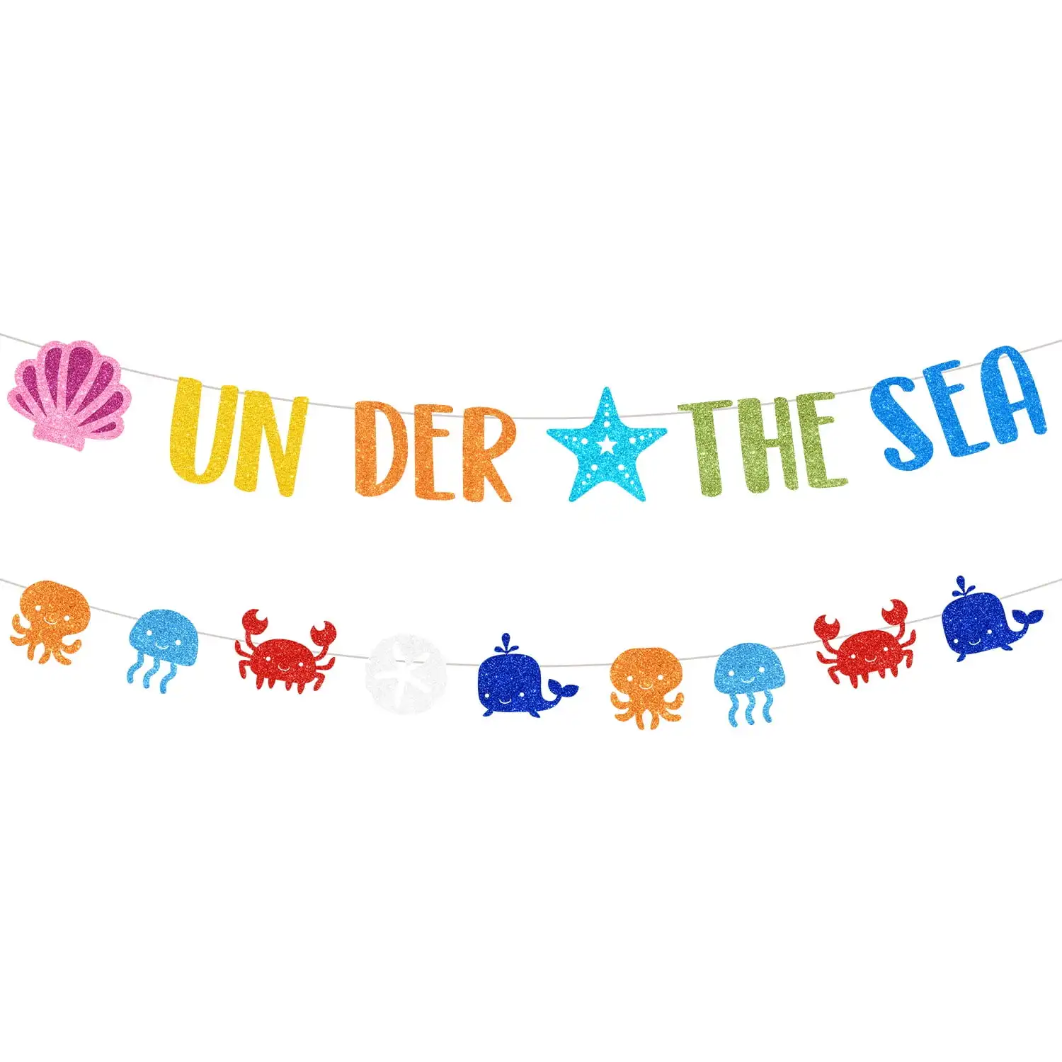 

Colorful Under The Sea Banner for Birthday Party Decoration, Marine Animal Theme, Children's Room, Baby Bath Decoration Set