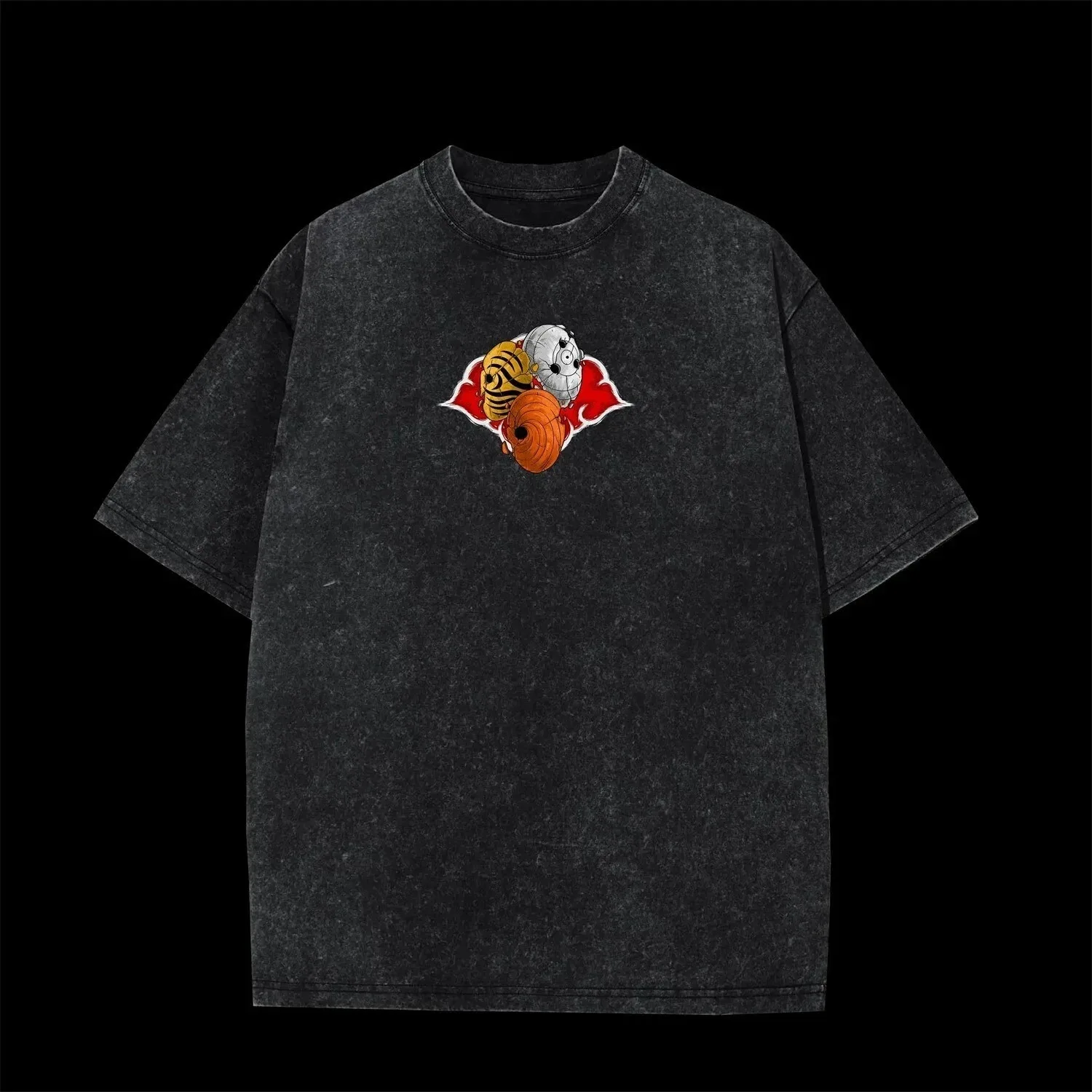 Masked Man Evolution Graphic T-Shirt Men Wash Cotton Tee Obito All Forms Print Japanese Ninja Retro Streetwear Oversized Top