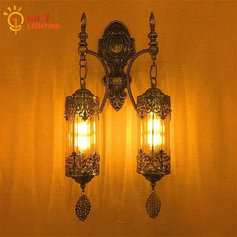 Turkey Design Vintage Ethnic Coffee Wall Lamp LED E27 Iron Art Glass Wall Sconces Home Decor Restaurant Bar Corridor Staircase