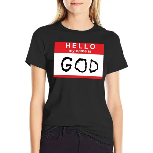 Hello my name은 God 티셔츠, 미적인 여름 옷, 여성용 티셔츠 