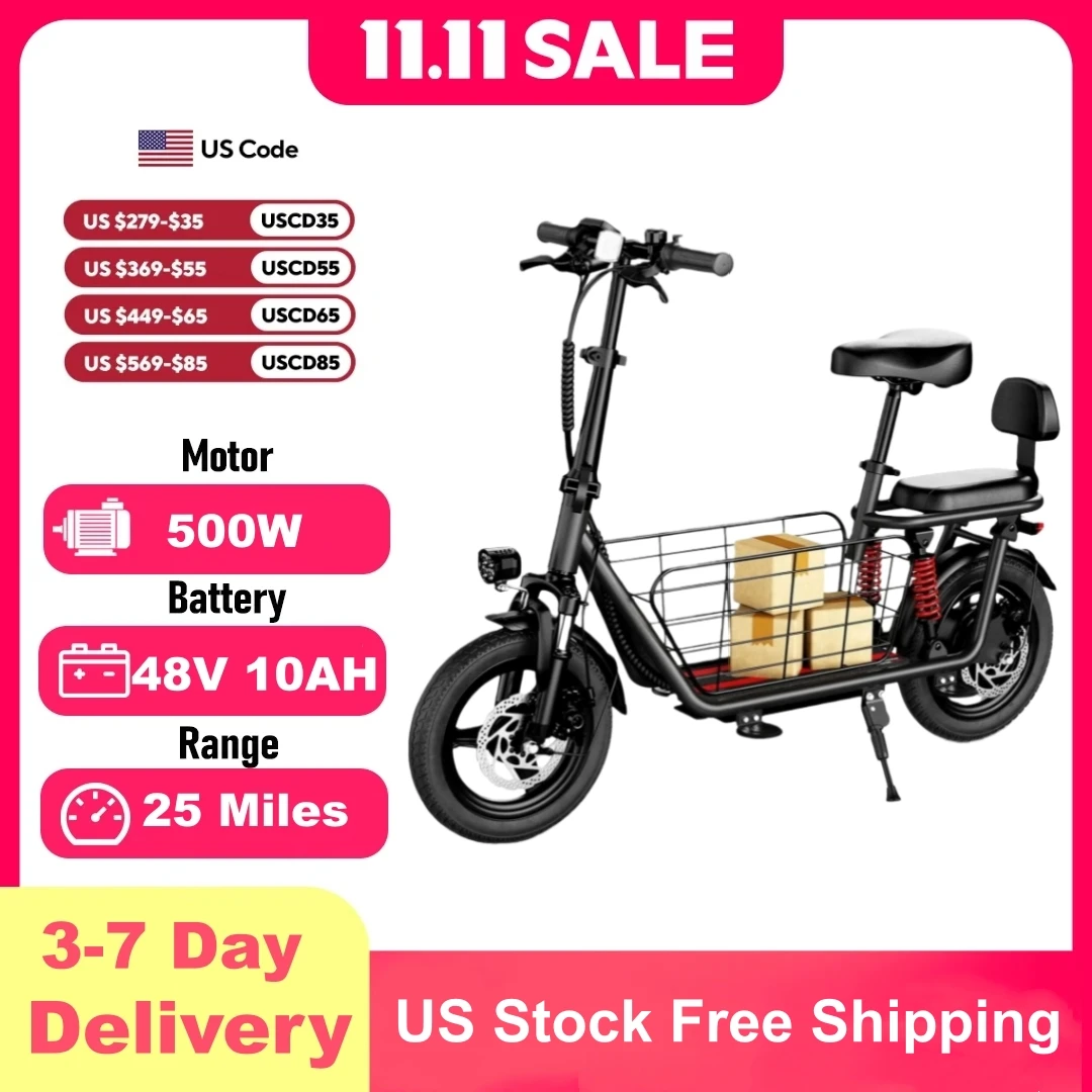

850W peak adult electric scooter,25 miles 20 MPHequipped with 14 inch tires, dual brakes dual suspension, a seat basket