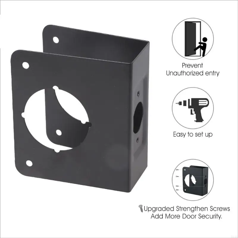 581E Quick Install Door Strengthener Plate Steel Matte Black Security Plate Home Hardware for Security Reinforcement