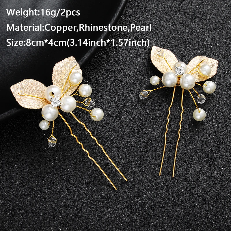 Pearl Flower Hair Pins Forks Clips for Women Crystal Hairpins Bridal Wedding Hair Accessories Bride Headpiece Bridesmaid Gift