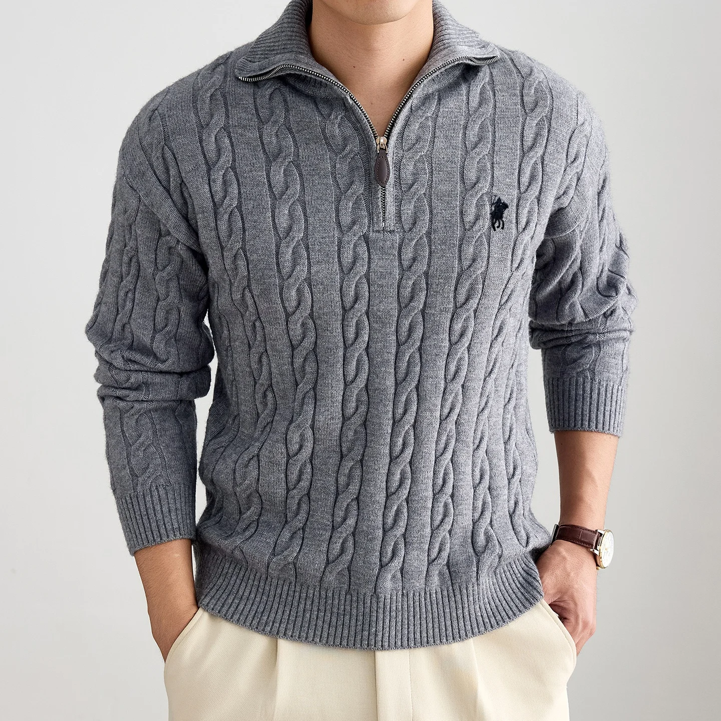 High End Men's Sweater Fashion Autumn Winter New Paul Pony Embroidery Design Luxury Brand Classic Jacquard Casual Knit Pullover