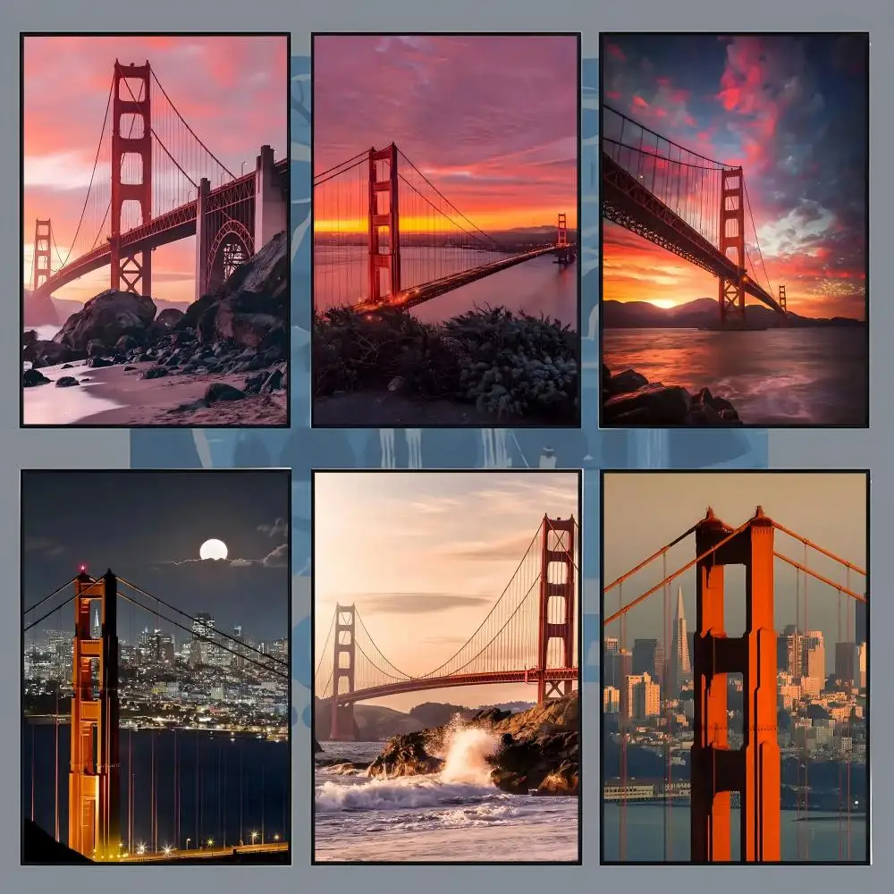 San Francisco Golden Gate Landmark Iconic Poster Aesthetic Wall Art for Bedroom Study Office Home Decor Gift