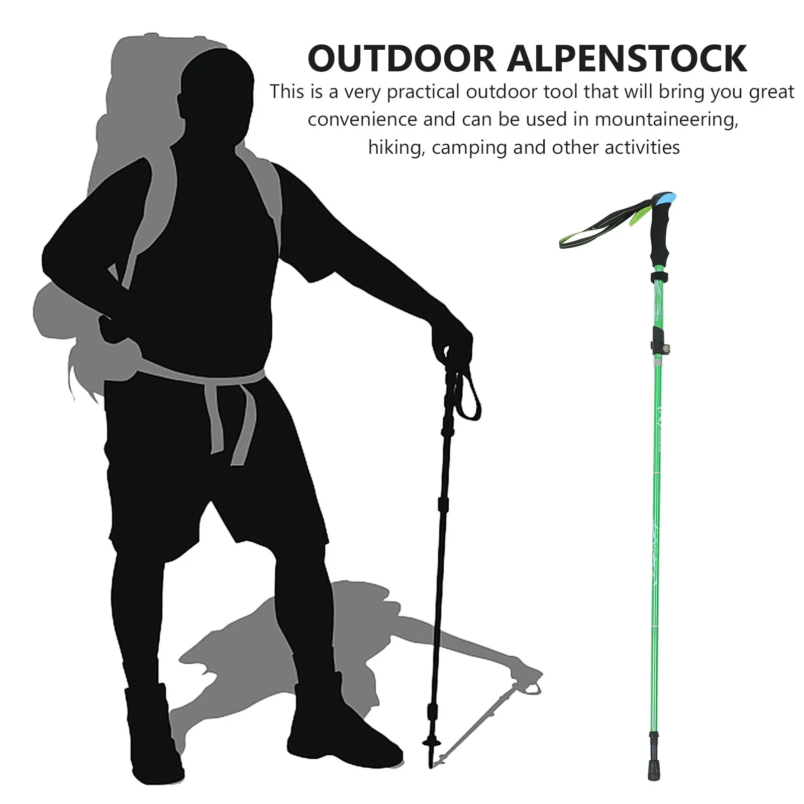 

1pc Adjustable Trekking Pole Folding Walking Stick Ergonomic Hand Crutch Outdoor Hiking Climbing Camping Portable Travel