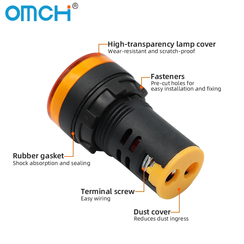 OMCH AD16 سلسلة 16 مللي متر/22 مللي متر/30 مللي متر لوحة جبل إشارة مؤشر LED ضوء أحمر أخضر أصفر أزرق أبيض ضوء 12 فولت 24 فولت 110 فولت 220 فولت 380 فولت