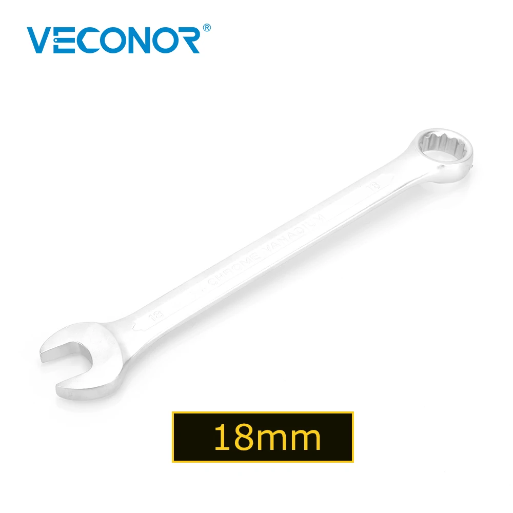 Veconor-llave combinada de extremo de caja abierta de 18mm, llave combinada de anillo abierto de cromo vanadio, herramientas manuales de reparación de automóviles para el hogar de 18mm