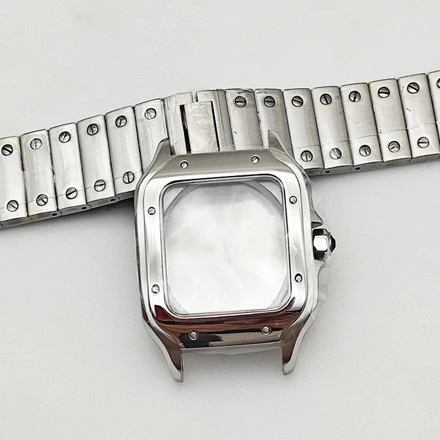 38mm etui na zegarek męskie zegarki etui na pasek ze stali nierdzewnej szafirowe szkło Fit 2813 8215 NH34 NH35 ruch