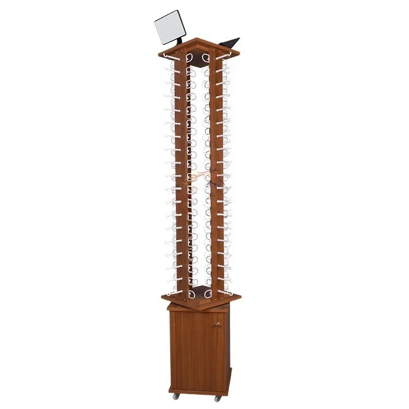 Glasses display stand Sun glasses frame Creative rotating floor bracket Wood paint sunglasses display shelf