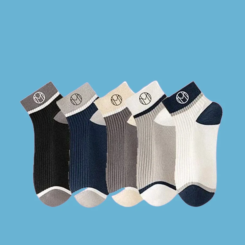 5/10 Pairs High Quality Men's Deodorant Sweat-absorbent Short Socks Men Elastic Sports Ankle Socks Black White Men's Boat Socks