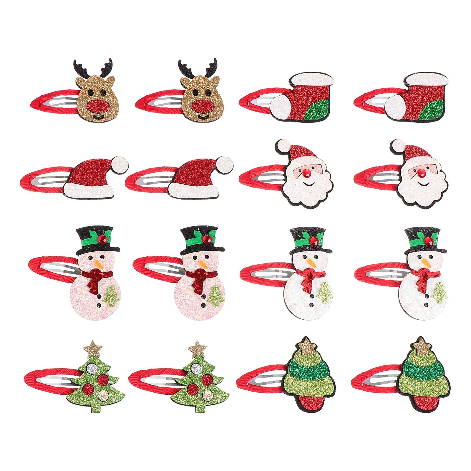 

16pcs Xmas Clips Clips Kids Durable Unique Daily Festivals Girl Hair Pin Accessories Hair Modeling