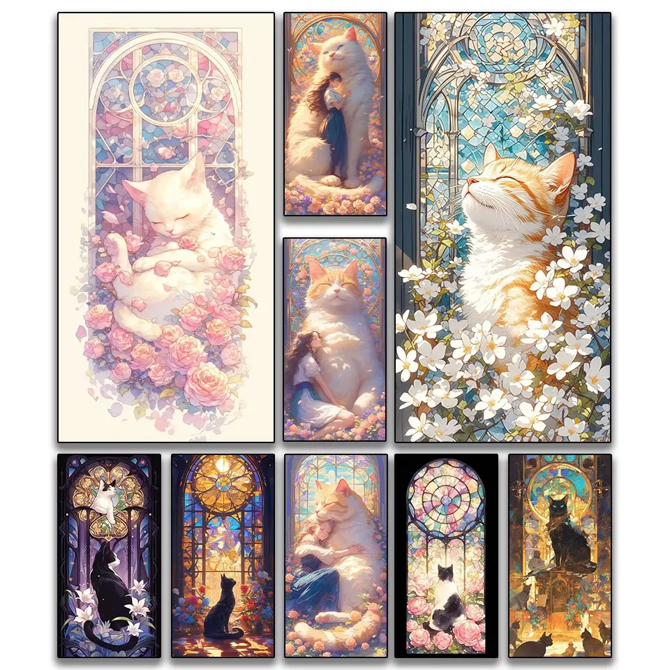 Diamond Mosaic Art DIY Stunning Cat On The Window Diamond Painting Kit Handmade Home Wall Decor Gift