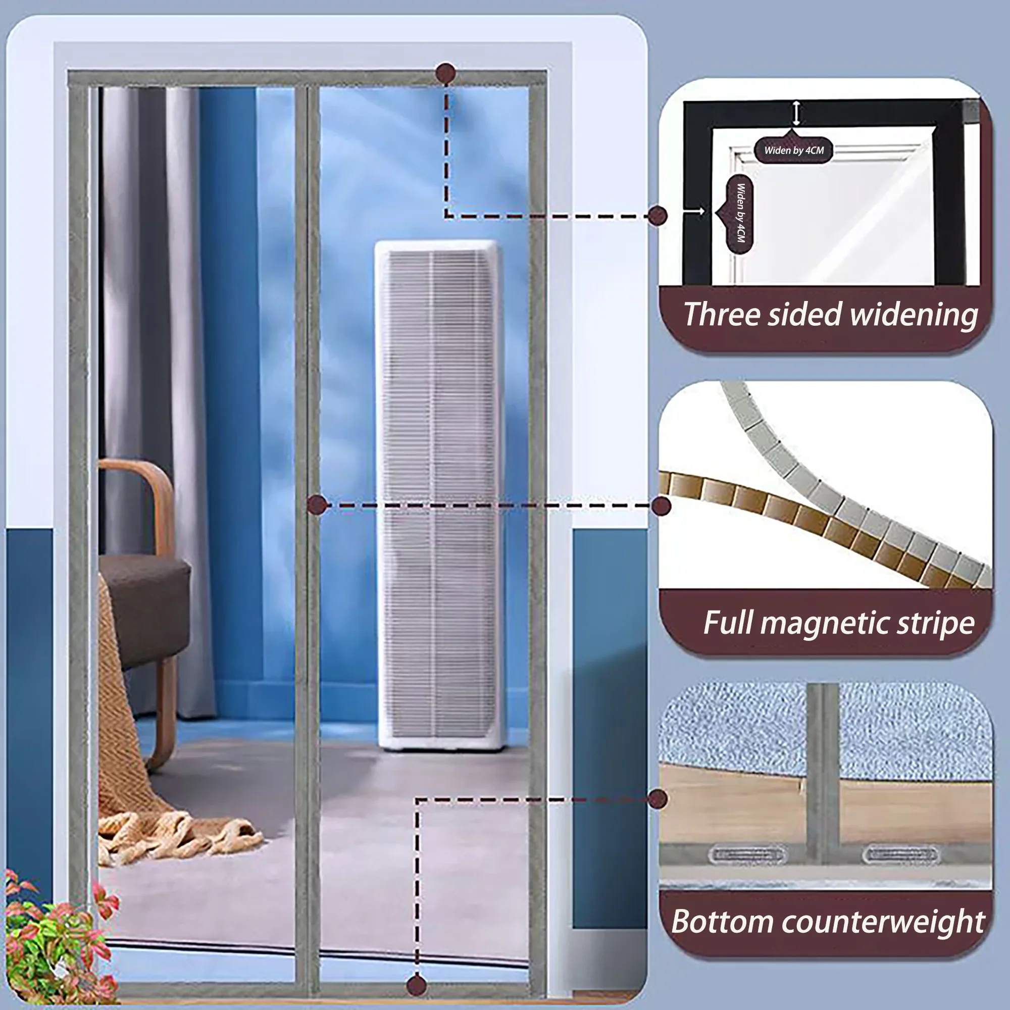 

Winter transparent whole magnet air conditioning door curtain, kitchen partition curtain, windproof and warm door curtain