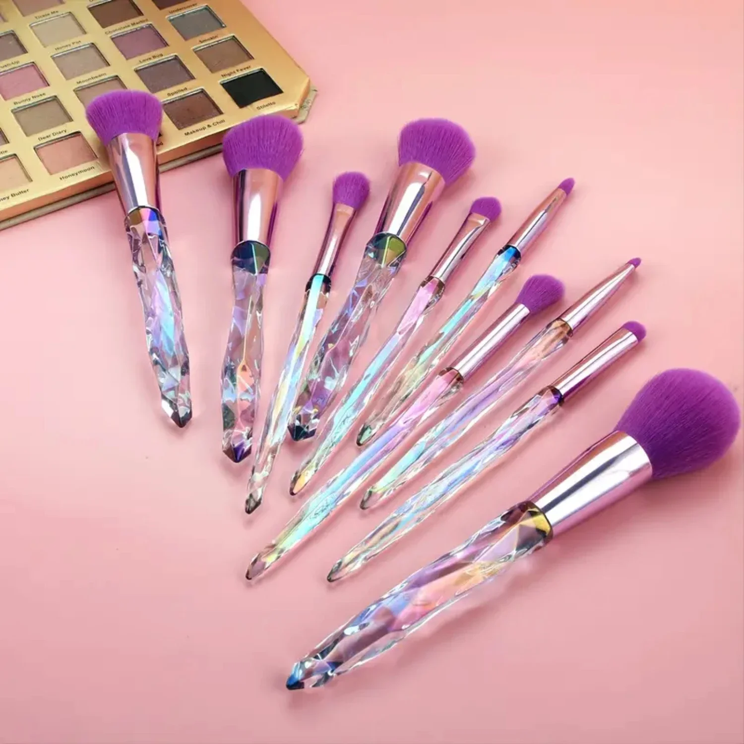 

Soft and Luxurious Travel Beauty Tools - Crystal Acrylic Handle Eye Makeup Brush Set with High Quality Eyeshadow Brushes - Cosme