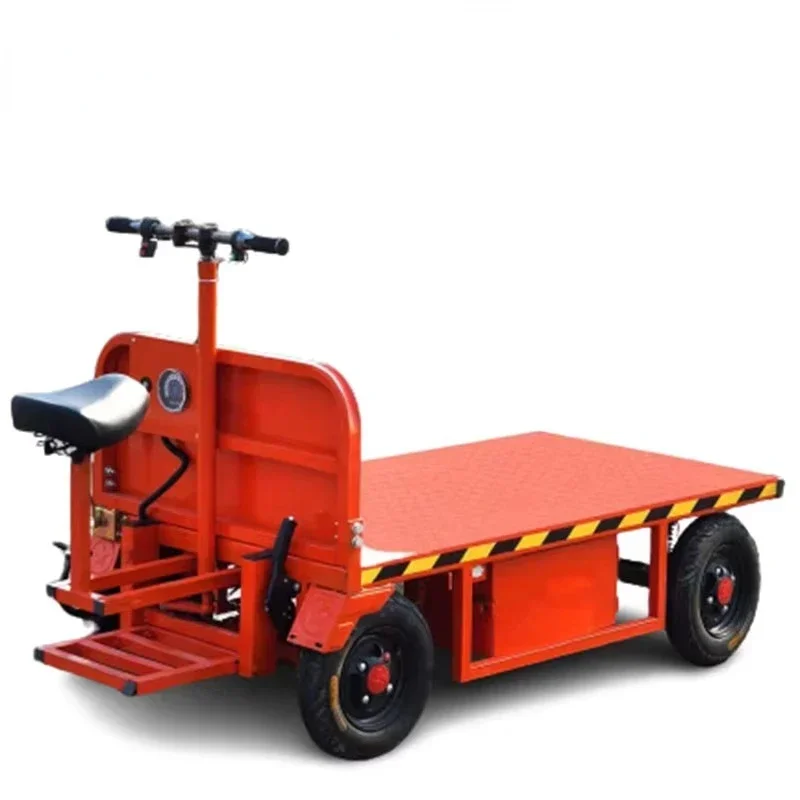 500KG Electric Flatbed Trolley Four-wheel Small Electric Handling Trolley for Warehouse Construction Sites