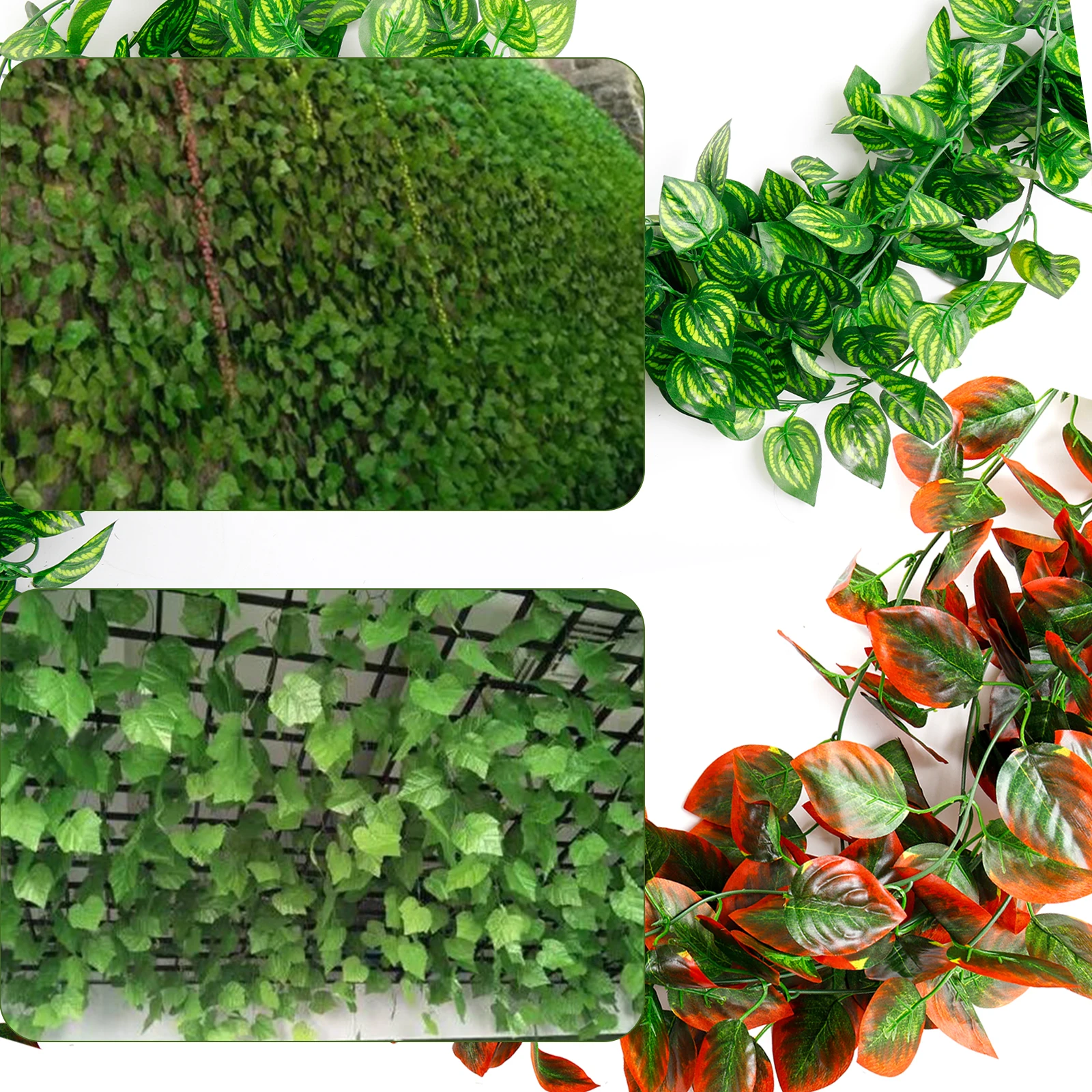 2.4m Artificial Ivy Leaves Fake Plant Creeper Festive Party Wedding Home Wall Hanging Vine Simulation Decorations Greenery Decor