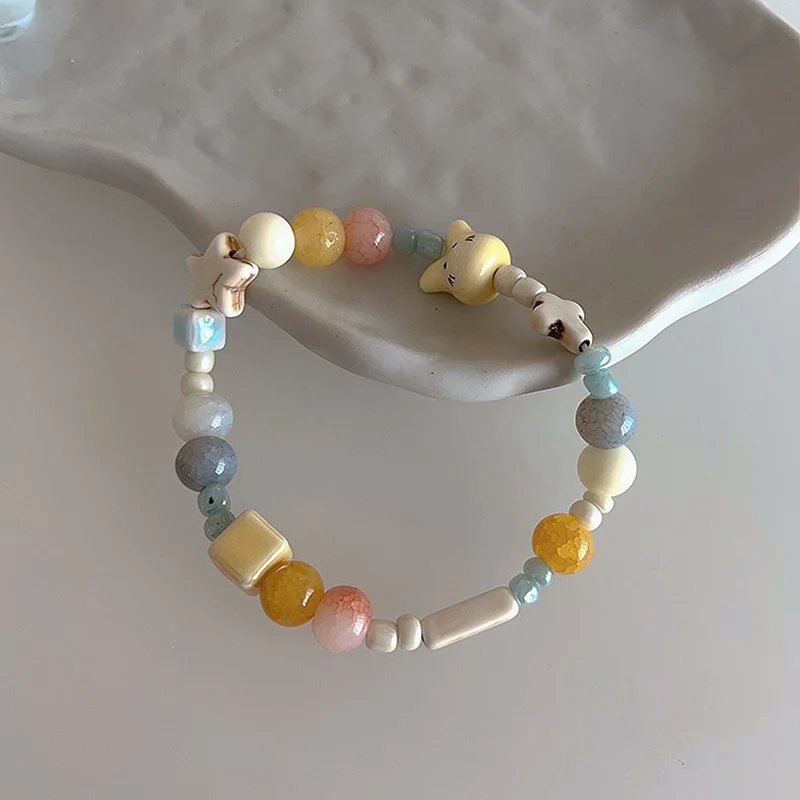 Cartoon Anime Little Bunny Ceramic Bracelet for Women Cream Macaron Color Series Bracelet Girls\' Cute Jewelry Accessories