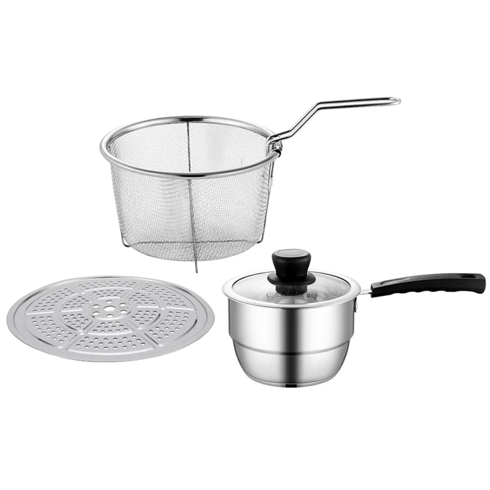 

Stainless Steel Milk Pot Large Capacity Fryer Basket Steam Cooking Utensils Food Steamer Stock Pot Metal Filter