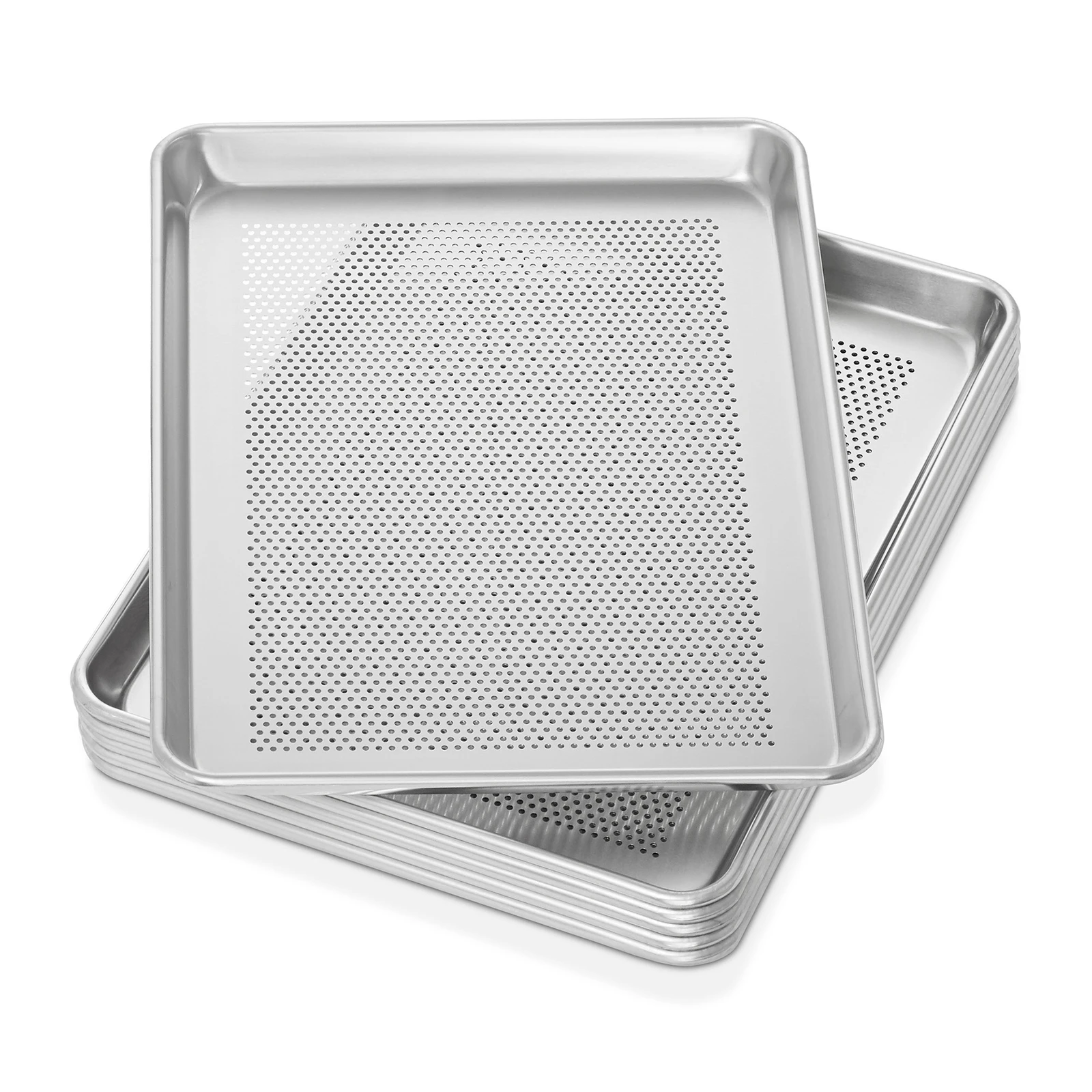 

Half Sheet Perforated Aluminum Baking Pan Trays Commercial Grade 13x18 - 6 Pans