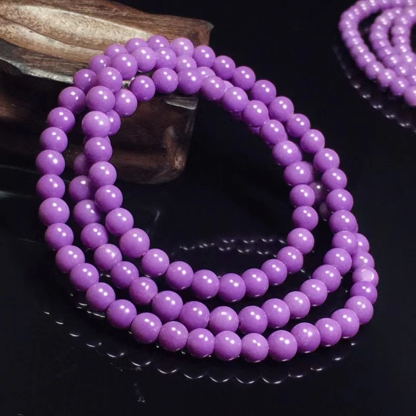 

Natural Purple Phosphosiderite 3 Laps Round Beads Bracelet Gemstone Mica Women Men 6mm Phosphosiderite Fine Jewelry Gift AAAAAA