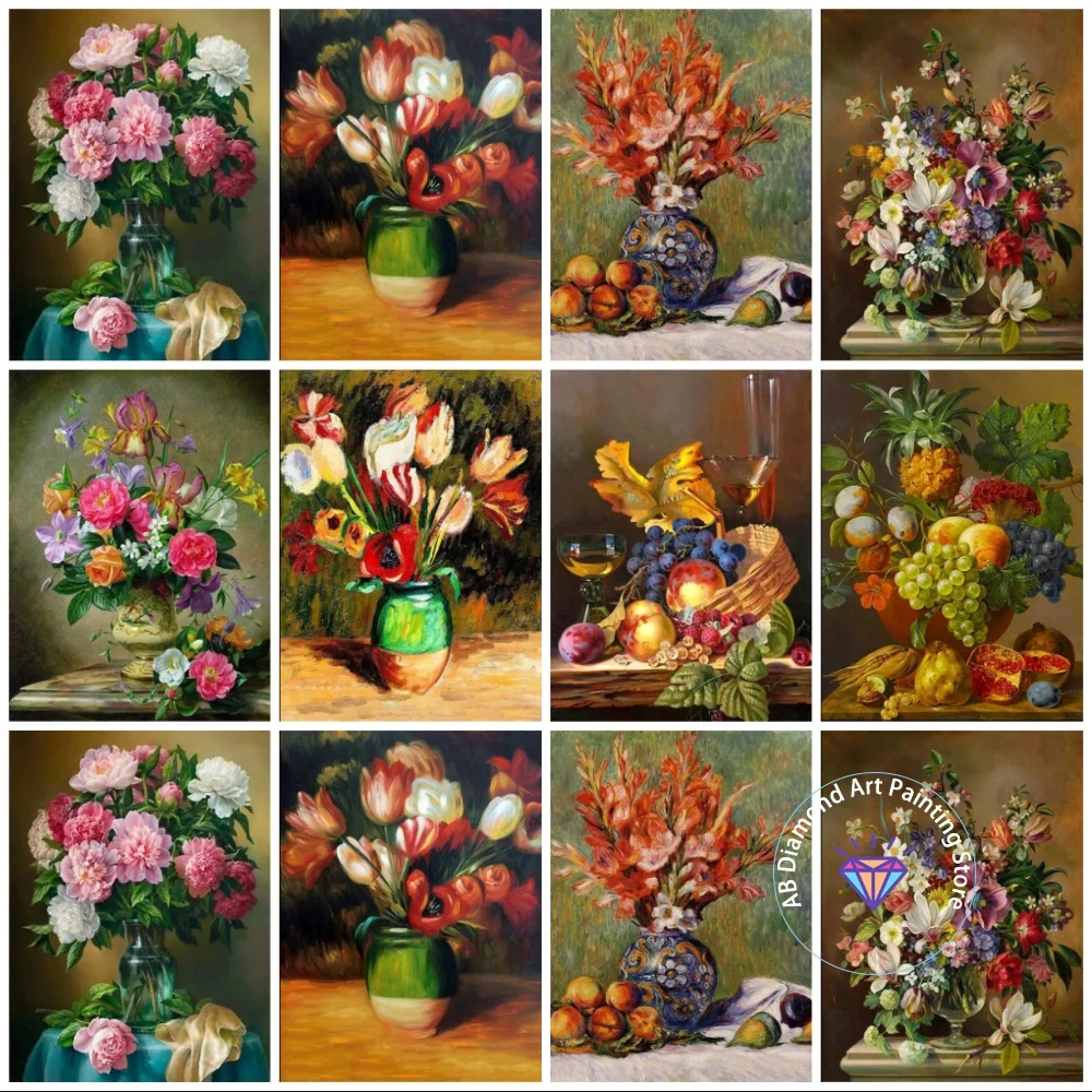 

New Vase AB Diamond Painting Kit Square Round Diamond 5D DIY Mosaic Cross Embroidery Handmade Art Adult Gift Home Decoration