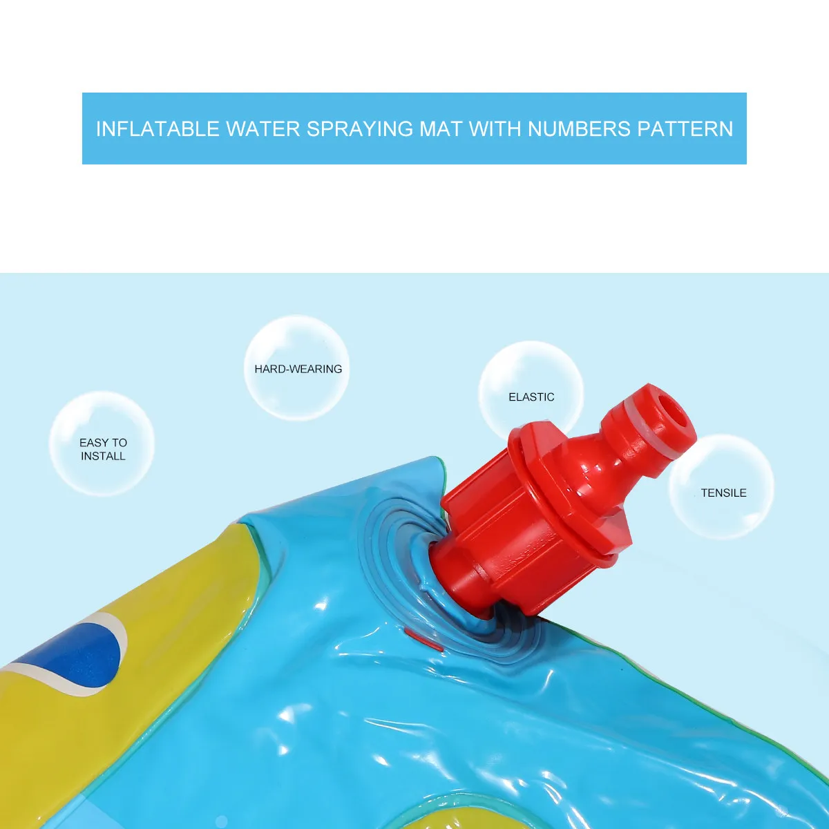 

Надувной водный коврик для игр с распылением воды, 1 шт., развивающий, для обучения детей цифрам 1-9, синий, для использования на улице, для бассейна