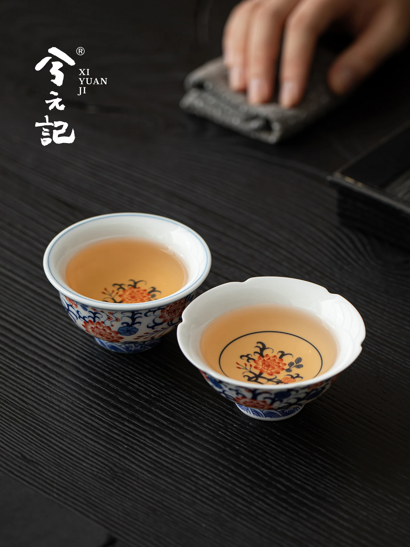 Blue and White Glaze Red Pressure Bottle Cup Couple Cups Ceramic Personal Special High-Grade Tea