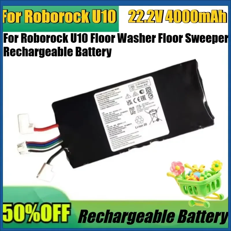 New 22.2V 4000mAh Vacuum Cleaner Lithium Battery for Roborock U10 Floor Washer Floor Sweeper Rechargeable Batteries