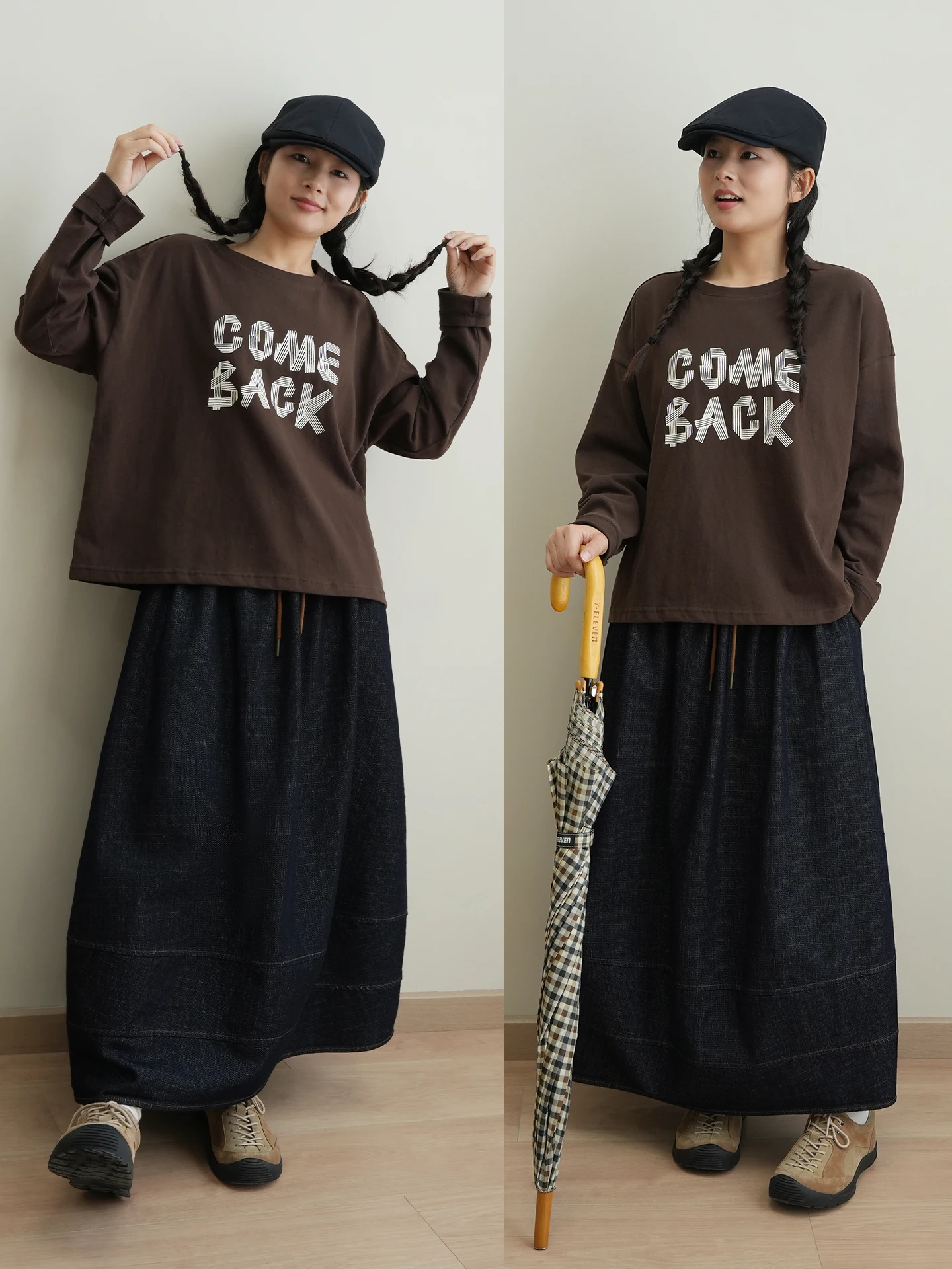 

Women's Cotton Long Sve T-irt round Ne Print Loose Fit Autumn Casual Comfortable Soft Thin round Ne Base irt