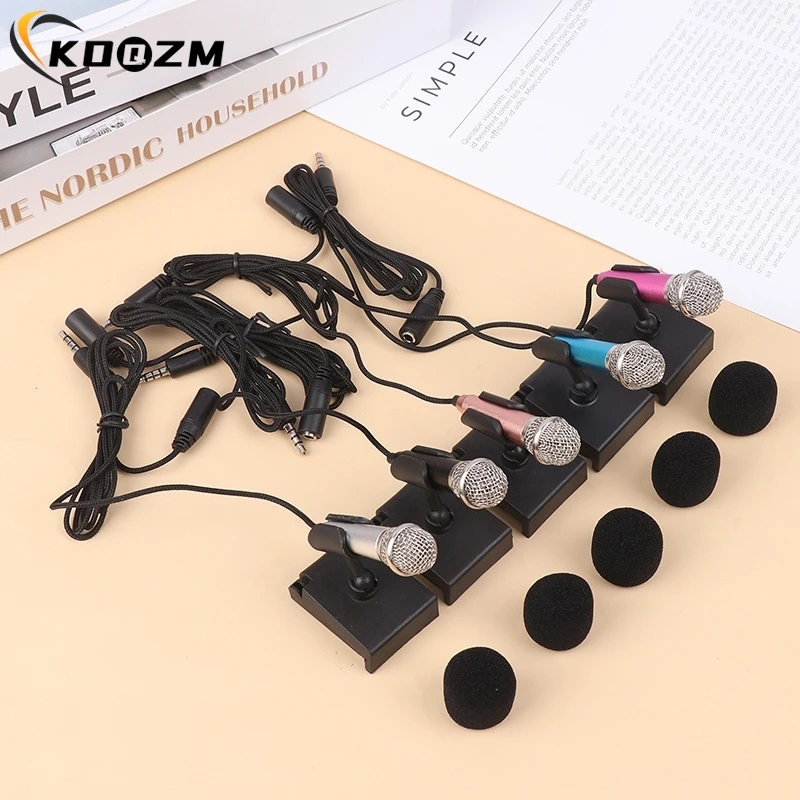 1pcs 3.5mm Mini Microphone With Stand Stereo Studio Mic For Smart Phone Laptop Desktop Handheld Microphone Portable Mini Mic